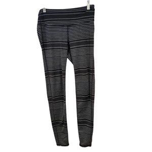 Athleta Chaturanga Black Grey Colorblock Legging Pants Full Length Stripe Medium